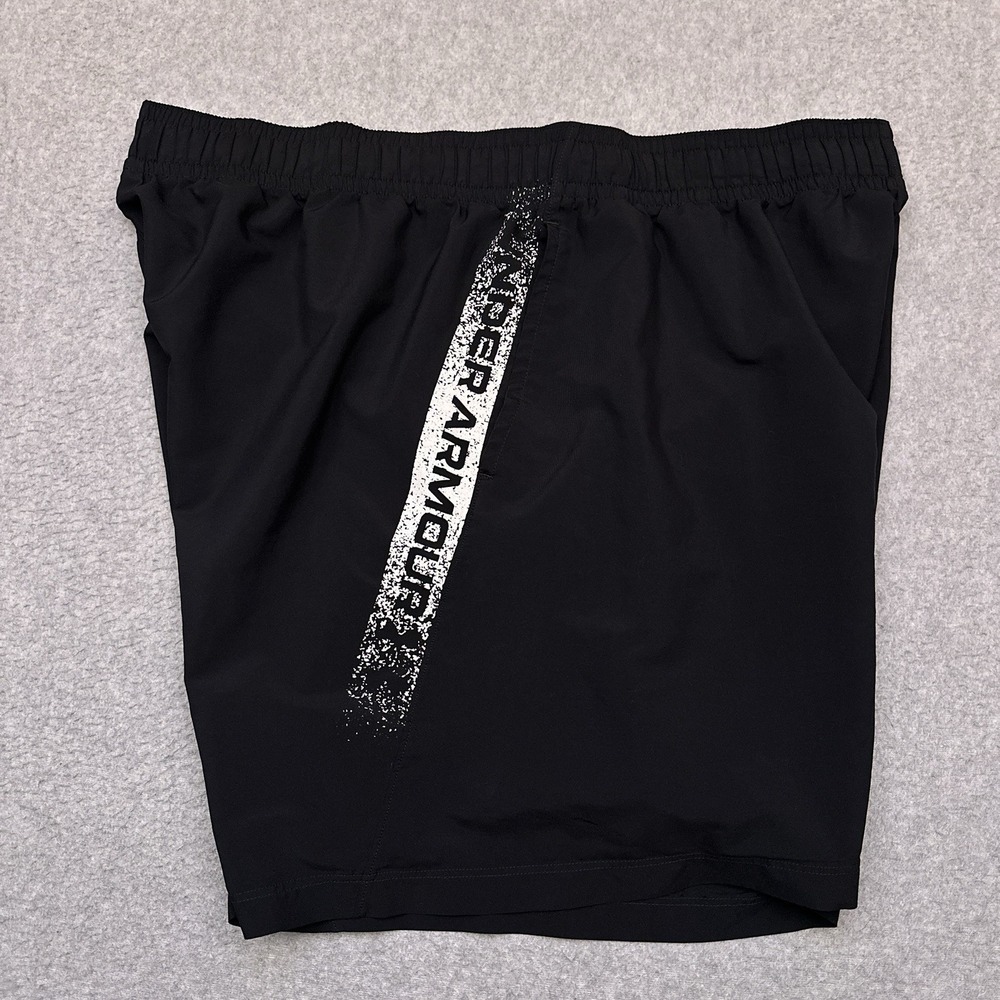 Under Armour Shorts Mens XXL Black Lightweight‎ Woven Graphic Drawstring 1370388
